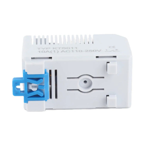 Adjustable 0-60 C Mechanical Thermostat With Normally Closed Switch For Heaters Fans And Control Circuits Rotary Dial Temperature Control For Precise Activation Trigger Easy Dial Setup Auto Shutoff And Safe Startup, white DIN rail mount