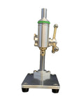 Solid Aluminum Mini Drill Press Table Stand For Benchtop Setup, Brass Spindle Sleeve And Shaft Build, 3.175mm Fixed Chuck Design front view.