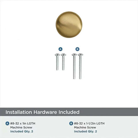 One And One Quarter Inch Champagne Bronze Zinc Alloy Cabinet Knob Single Hole Center Mount with included screws