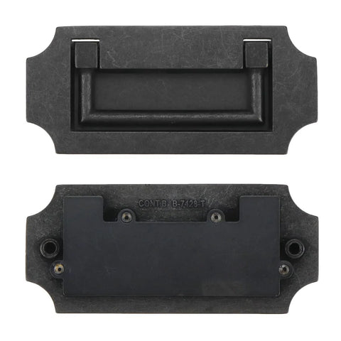 Hidden Ring Pull Drawer Handle Set 2 Pcs Zinc Alloy Flush Mount Cabinet Handles With 82mm Hole Spacing 100x45mm Black