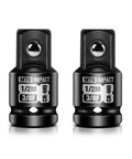 Two Piece 3/8 Inch Female To 1/2 Inch Male Impact Socket Adapter Set For Heavy Duty Wrench Transfers And Garage Grinds in chrome moly steel