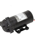 Self Priming RO Booster Pump Delivering Heavy Lifting Water Pressure For 200 GPD Reverse Osmosis Systems, compact black pump with mounting bracket.
