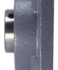 Side view of One And One Quarter Inch Bore Four Bolt Flange Bearing With Two Set Screws F4B SC 104 UCF207 20 Cast Iron Housing Grease Zerk.