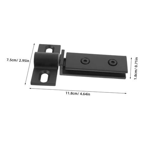 Heavy Duty Shower Door Hinge Stainless Steel Dual Hole Pivot Hinge For Bathroom, shown in black with dimensions.