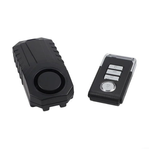 Lock Down Your Ride With This Slick 113dB Wireless Bike Alarm, Featuring A Hype Beating Vibration Sensor That Screams At Thieves And Lets You Control It Remotely From 66 Feet Away In Total Black Style. wireless bike alarm with remote, black plastic body and key fob