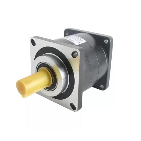 Top Tier 180Mm Flange Planetary Reducer Step Down Gearbox With 35Mm Input Shaft And Badass 30 To 1 Reduction Ratio with yellow output shaft.