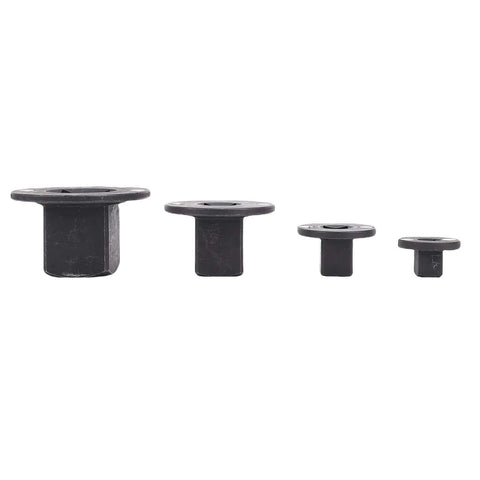 Heavy Duty Low Impact Socket Adapter Kit For Mechanics 4 Pieces Chrome Vanadium Steel Set With Magnetic Design To Tackle Hard Reach Bolts And Master Tough Jobs In Tight Confined Spaces Effortlessly. Four black socket adapters
