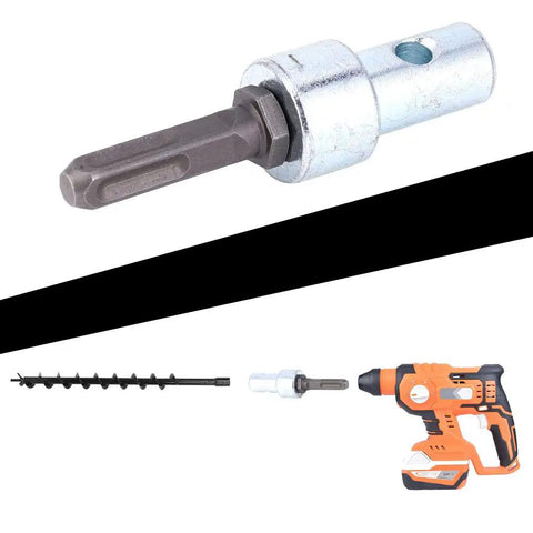 Three Quarters Inch Ground Auger Drill Adapter For Impact Driver With Round Shank And Keyless Chuck, garden earth drill setup