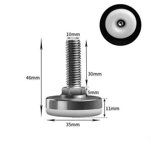 Adjustable Furniture Leveling Feet With Stainless Steel Body And Nylon Base Built To Last Multi Size Set Of 8 12 16 And 20 Pcs Thread Sizes M6 M8 M10 Height Adjustable 15 To 40 Mm Base Diameter 35 Mm Durable Leveling Supports, 10mm thread, 35mm base