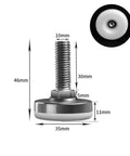 Adjustable Leveling Feet For Furniture Stainless Steel Nylon Base Set Of 20 Multi Size M6 M8 M10 15 To 40 Mm Height Adjusters For Tables Chairs Beds, 10mm thread, 35mm base