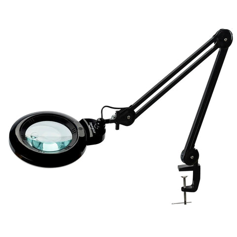 Bifocal Magnifying Desk Lamp With Clamp And Detachable 6 Inch Lens, 5 Diopter And 20 Diopter, 120 LEDs, 1200 Lumens, Three Color Modes