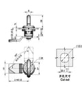 Technical diagram of Heavy Duty Zinc Alloy Cam Lock For Cabinets showing dimensions and parts details