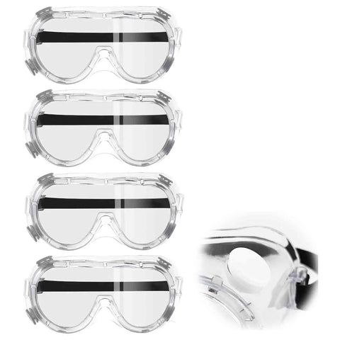 Anti-Fog Safety Goggles With Clear Lens For Industrial And Workshop Use, Scratch-Resistant Protective Eyewear in a 4-pack bundle