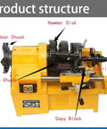 Heavy Duty Electric Pipe Threader Machine For Plumbing Pros Works Like A Charm showing product structure including fore chuck and hammer disk.