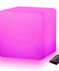 Rechargeable 12 Inch LED Light Cube Stool With Remote Control Mood Lamp Soothing Night Light For Home Patio Kids Room And Nursery 16 Color Options 4 Modes 8 Brightness Levels Color Changing Decorative Lighting glowing pink with remote control