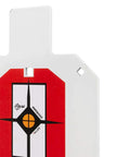 IPSC Silhouette Target On AR500 Steel For Rimfire And Centerfire Pistols 9 Inch Wide By 14.875 Inch High White Red Black