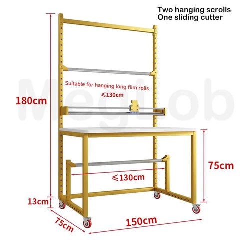 Hardcore Two In One Industrial Packing Station With Smooth As Butter Glide Cutter And Heavy Duty Bubble Wrap Dispenser Workbench, 180cm tall.