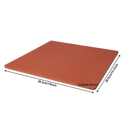 Premium 15x15 Inch Silicone Heat Press Pad Mat 0.3 Inch Thick Red shown with dimensions and thickness
