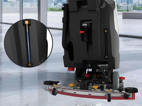 Back view of 20 Inch Walk Behind Floor Scrubber With Brush And Lithium Battery, 5 Hour Run Time, 13 Gallon Capacity, cleaning machine