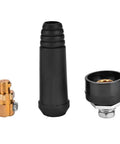 Top Tier Copper Welding Rapid Connector For DKJ Series Machines With Easy Change Adapter and Reliable Cable Hookup for Electric Power Supply Output Connection In Black Color - three connector pieces