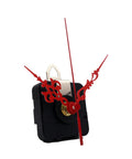 Backwards Clock Movement Kit For DIY Wall Clocks Replacement Accessory Durable Reusable Tool with red clock hands and black casing