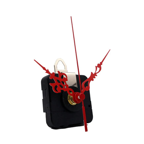 Backwards Clock Movement Kit For DIY Wall Clocks Replacement Accessory Durable Reusable Tool with red clock hands and black casing