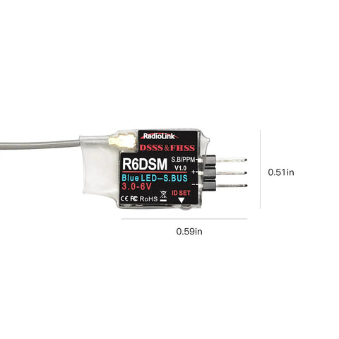 Micro RC Receiver For FPV Drones 10 Channel SBUS PPM 2.4GHz Anti Interference With DSSS FHSS, compact with connectors visible