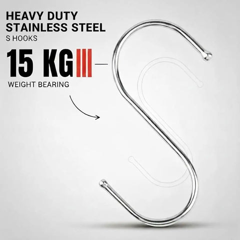 Heavy Duty Stainless Steel S Hooks For Hanging Plants, Utensils, Pots And Clothes, 30 Pack, single hook with 15 kg capacity