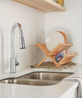 High Arc Pull Down Kitchen Faucet With 3 Function Sprayer And POWERinse Technology in modern kitchen, chrome finish