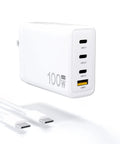 GaN 100W USB C Fast Charger For DJI Drones, 4 Port PD Power Hub showing three USB-C and one USB-A ports with power cables