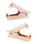 Two Pack Rose Gold and Gold Staple Remover Set, Luxe Acrylic Office Tools for Quick Paper Fixes, Premium Desk Accessories, Reusable Staples Removers