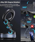 Magnetic car phone mount with 70-lb suction and 360° rotation for iPhone and Android smartphones