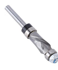 Heavy Duty Double Bearing Spiral Flush Trim Router Bit With 1/4 Inch Shank And Premium Tungsten Carbide Cutter shown at an angle.