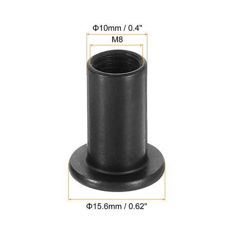 Kickass Heavy Duty M8 T Nuts, 10 Pack Carbon Steel Insert Screws For Garage Builds And Furniture Mods, Sweet Black Finish, 10mm hole
