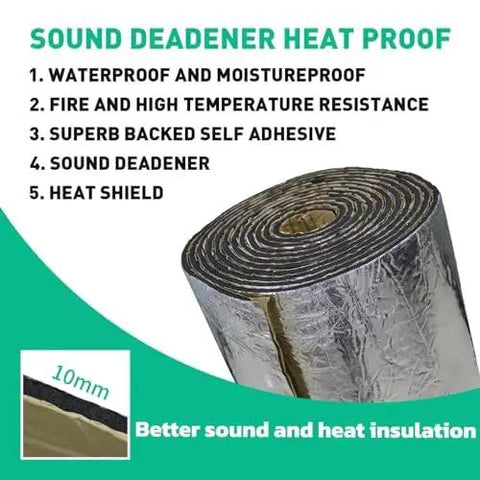 Street Tough 10 Mm Sound Deadener Sheets For Gmc Hummer Ev in roll form showing heat proof and moistureproof features.