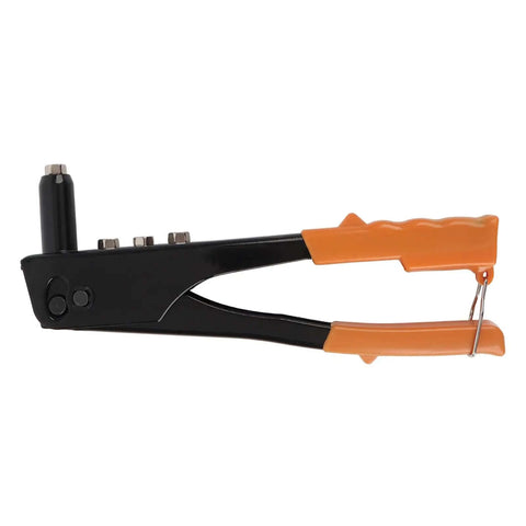 Ditch The Flimsy Tools And Grab This Heavy Duty Riveter Kit For Serious Metal And Plastic Jobs Including Auto Body Gutter Repairs With 120 Premium Rivets For Rock Solid Connections On Every Single Project. black and orange hand riveter tool