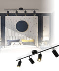 Four Light Black Track Lighting Kit With Flexible Heads Dimmable LED Indoor Ceiling Spotlight Mid Century Modern Style in bedroom