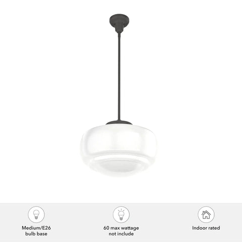 Saddle Creek 1 Light Noble Bronze Pendant With Seeded Glass Shade Dimmable Schoolhouse Ceiling Fixture shown from a side angle