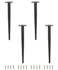 Heavy Duty Round Tapered Iron Furniture Legs 4 Pack Black 55cm High 22 Inches Built To Last 440lbs Per Leg with screws visible