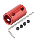 5mm To 10mm Bore Rigid Coupling Set Screw Shaft Coupler Aluminum Alloy Dark Red 2pcs for 3D Printer CNC Machines shown with hex tool