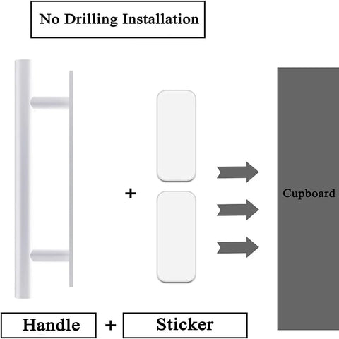 Self Stick Push Pull Helper White Hidden Cabinet Handle Made From ABS Plastic Ideal For Doors Windows Wardrobes Set Of 20 installation diagram