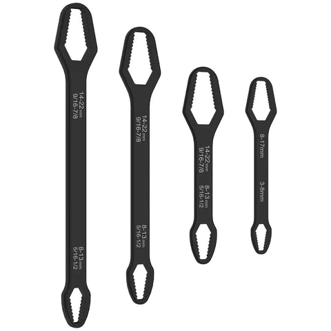 Self Tightening Multifunctional Wrench Set Four Piece Universal Wrenches 8 To 22 mm Chrome Vanadium Steel Built Tough