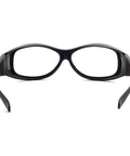 Back view of Fitover Radiation Safety Glasses Large Black Plastic Frame With Permanent Side Shields Designed To Fit Over Prescription Glasses