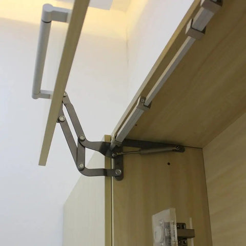 Heavy Duty Vertical Upflip Door Support with Cold Rolled Steel Lift Up Mechanism Hinge installed on cabinet for smooth glide