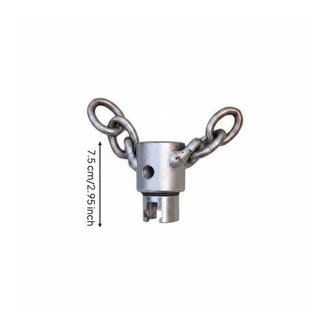 No Nonsense Heavy Duty Auger Chain Head Drain Cleaning Tool For Plumbers With Universal 22Mm Shank Connector close-up of rugged metal design