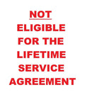 Text reading 'Not eligible for the lifetime service agreement' on a white background.