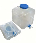 20L Collapsible Water Container with Wide Mouth, foldable for easy refill and cleaning, shown in expanded and folded states.