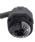 Straight Up Cooling Water Pump Replacement 215813NF0A Direct Swap, top view, black plastic body with pipes for Nissan Leaf Q50.