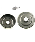 Heavy Duty Clutch Drum Needle Bearing And Sprocket Rim Replacement Kit For 50 51 55 Cc Mini Bikes And Go Karts Keeps Your Rig Running Smooth With No Noise And Easy Install For Real Riders Who Demand Quality Parts Always. metal clutch drum, sprocket rim, and spark plug