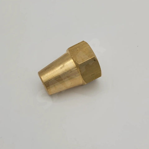 Propeller Shaft Nut For Longtail Mud Motors And Small Boats Like Canoe Gheenoe And John Boat Keyed Tapered Shaft Standard One Quarter Inch By Nineteen BSPP Short One And A Quarter Inch Brass Head Nut Built Tough For Rough Water shown